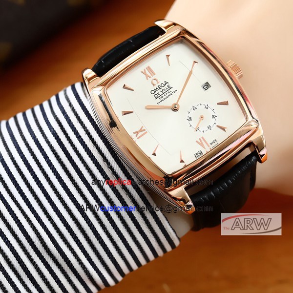 Copy Omega DaVile Rose Gold White Face Watch - Low Price